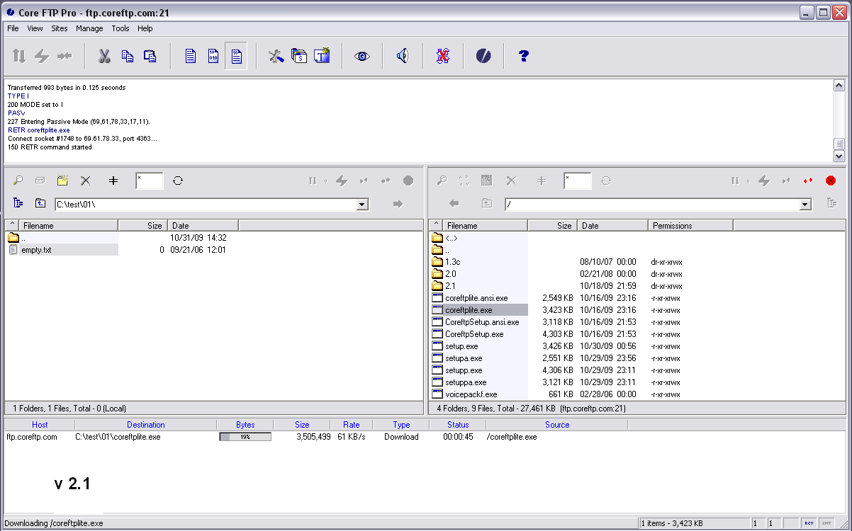 CoreFTP screenshot 2