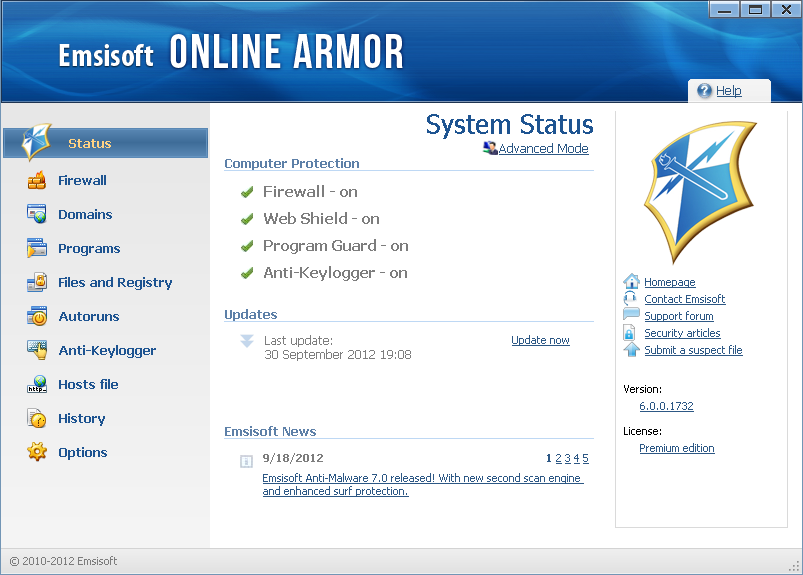 Emsisoft Online Armor Firewall screenshot 2