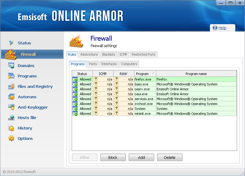Emsisoft Online Armor Firewall screenshot 3