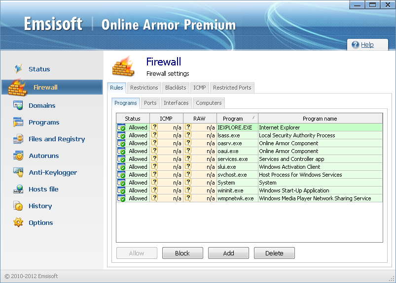 Emsisoft Online Armor Firewall screenshot 7