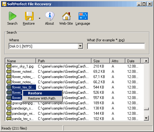 SoftPerfect File Recovery screenshot 2