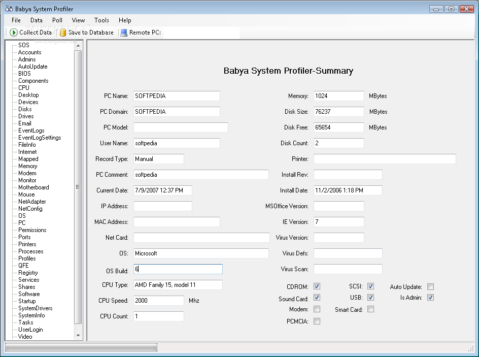 Babya System Profiler Professional screenshot 2